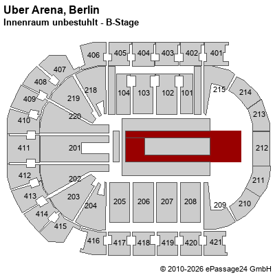 Saalplan Uber Arena, Berlin, Deutschland, Innenraum unbestuhlt - B-Stage