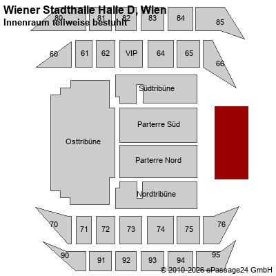 Saalplan Wiener Stadthalle Halle D, Wien, &Ouml;sterreich, Innenraum teilweise bestuhlt