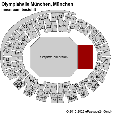 Saalplan Olympiahalle M&uuml;nchen, M&uuml;nchen, Deutschland, Innenraum bestuhlt
