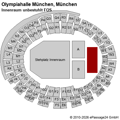 Saalplan Olympiahalle M&uuml;nchen, M&uuml;nchen, Deutschland, Innenraum unbestuhlt FOS